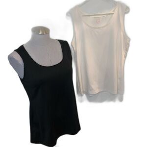 Scoop neck tank tops-medium-one black and one white set of two
